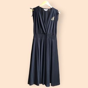 Vintage 70s Montgomery Ward & Co. Young & Now Black Sheer Embroidered Dress